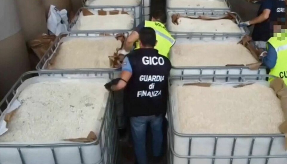 Italienske myndigheder har beslaglagt 14 ton amfetamin, der menes at stamme fra Islamisk Stat. Foto: Handout / Guardia di Finanza press office / AFP