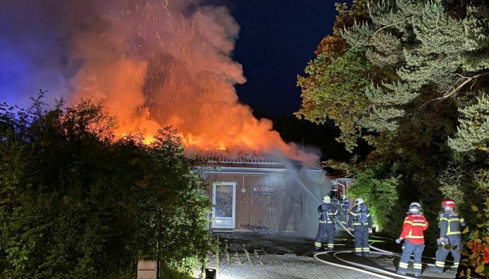 Én af de brande, som de to unge menes at have stået bag, var en brand i en dagpleje. Foto: Presse-fotos.dk