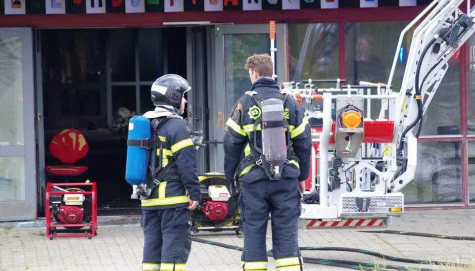 Skolebrand: Muligvis påsat Tidligt torsdag morgen brød en brand ud på Gjellerupskole. Foto: Øxenholt Foto