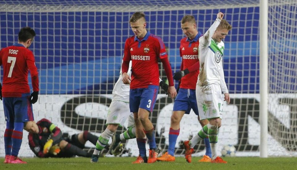 CSKA Moskva 0 – André Shürrle 2 André Shürrle (th.) scorede Wolfsburgs to mål i sejren over CSKA Moskva. Foto: Maxim Shemetov/Scanpix