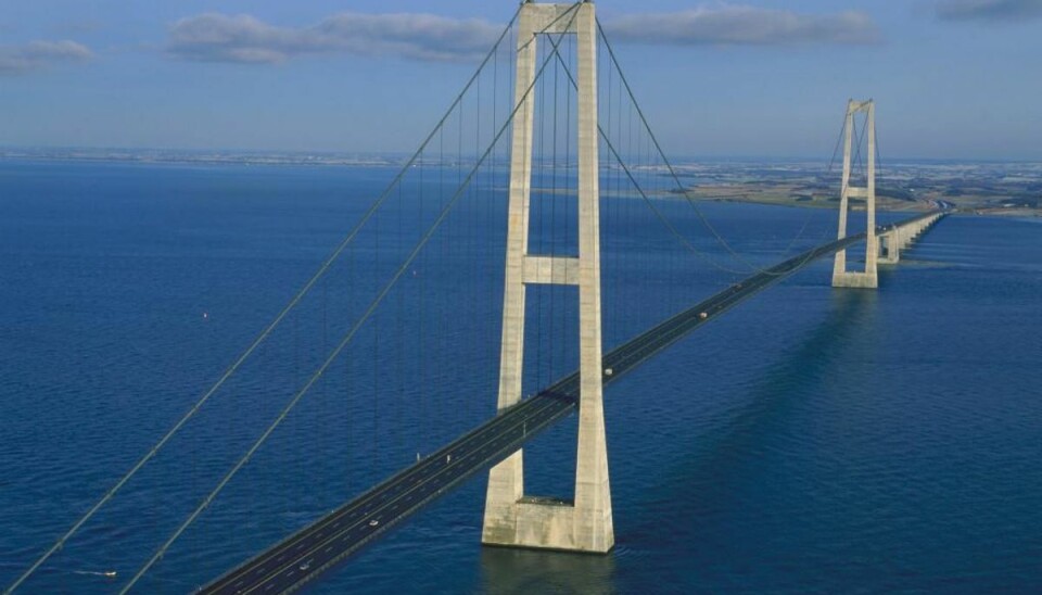 Et skib er stødt på grund syd for Storebælt. Foto: Sund og Bælt Holding.