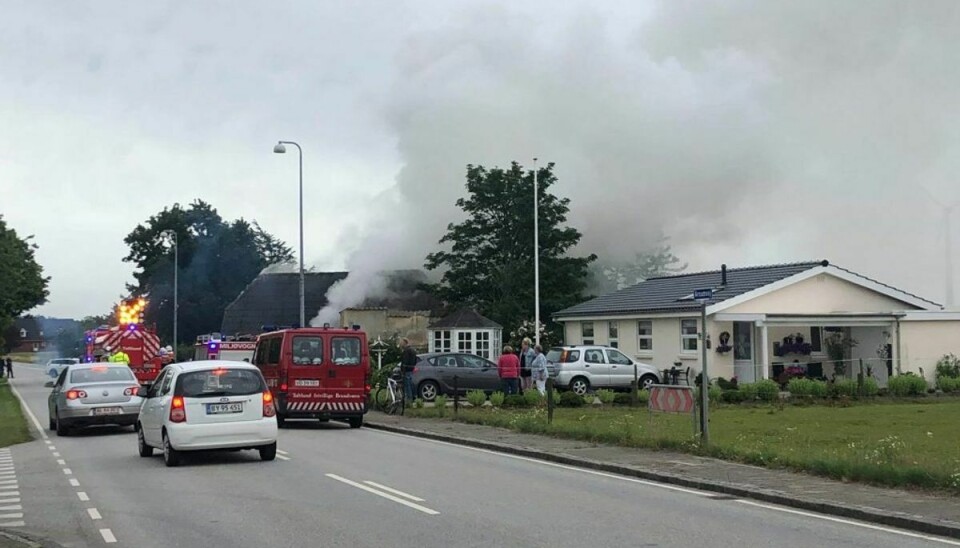 En brand er brudt ud i et hus i Toftlund. Foto: Presse-fotos.dk