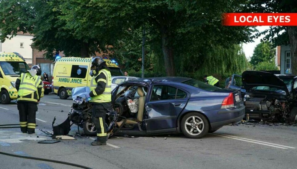Fyns Politi har fundet frem til den anden bil, der var involveret i gaderæset på Rugårdsvej i Odense. Foto: Local Eyes