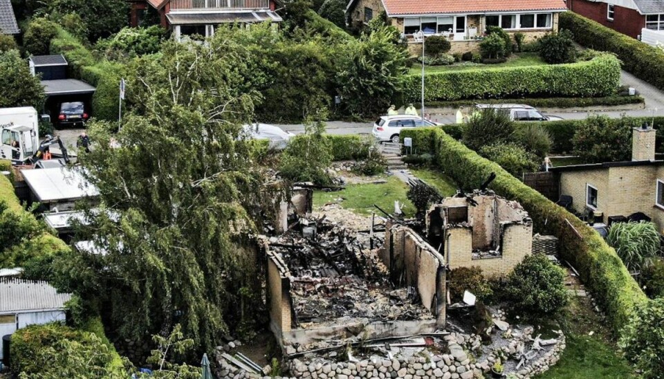 Huset er fuldstændig ødelagt oven på eksplosionen og branden. Foto: Michael Bager/Ritzau Scanpix