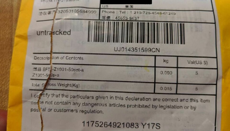 Pakkerne kommer fra Kina. Foto: Scanpix