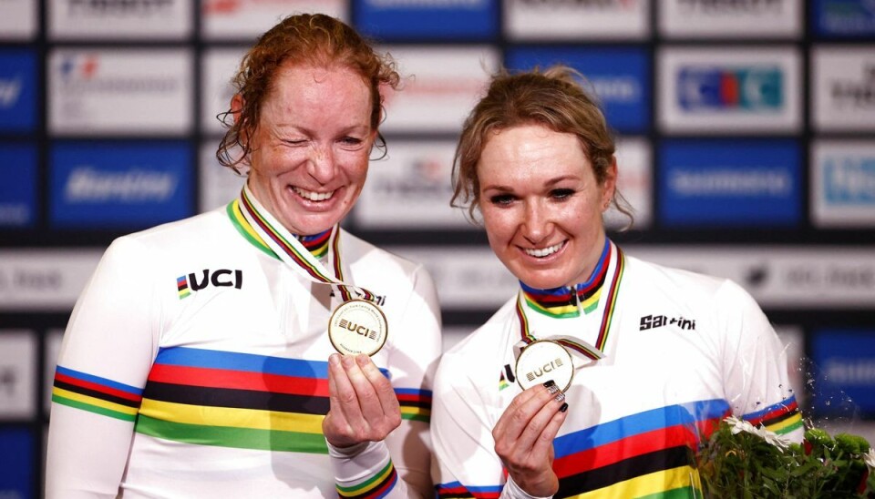 Amy Pieters (th.) er tre år i træk blevet verdensmester med Kirsten Wild i disciplinen madison. (Arkivfoto) Amy Pieters (th.) er tre år i træk blevet verdensmester med Kirsten Wild i disciplinen madison. (Arkivfoto)