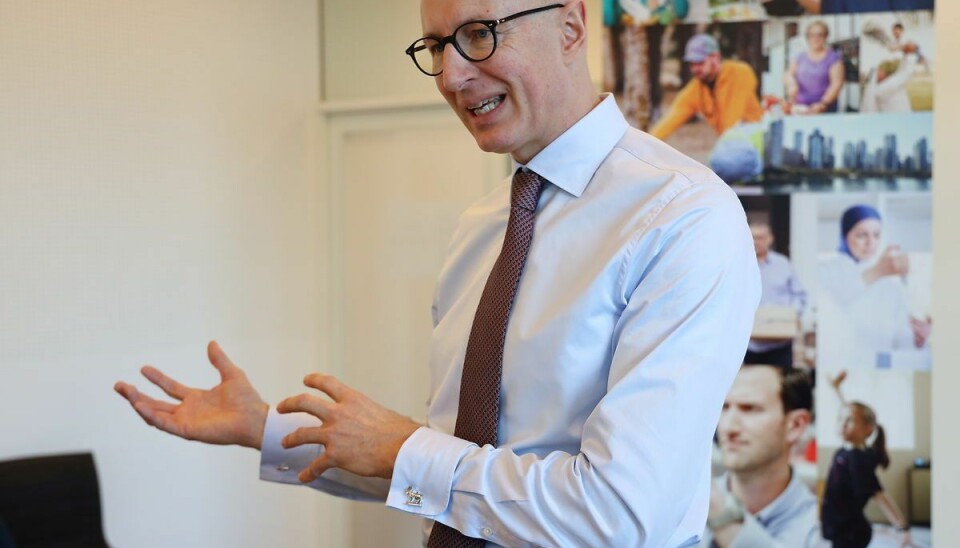 Novo Nordisk- med direktør Lars Fruergaard Jørgensen i spidsen - har lidt et stort aktietab mandag Novo Nordisk- med direktør Lars Fruergaard Jørgensen i spidsen - har lidt et stort aktietab mandag