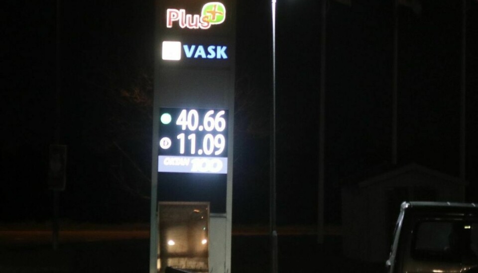 Søndag aften skiltede OK med en benzinpris på intet mindre end 40,66 kroner pr. liter. i Christiansfeld.