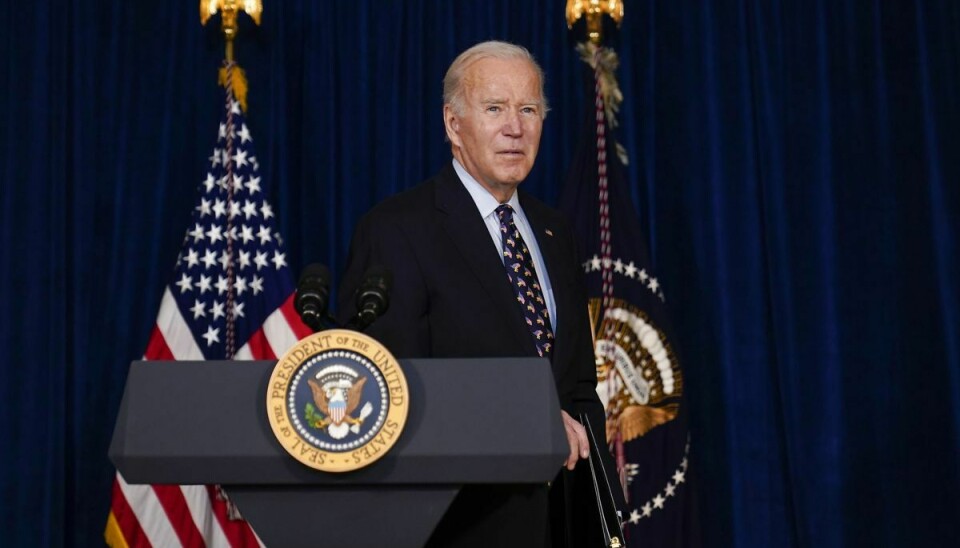 USA's præsident, Joe Biden, svarer på spørgsmål fra journalister på et pressemøde lørdag i Wilmington, Delaware.