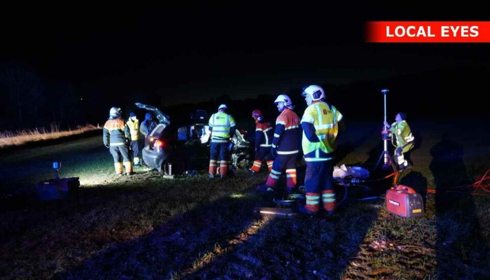 Fire hårdt kvæstet i ulykke