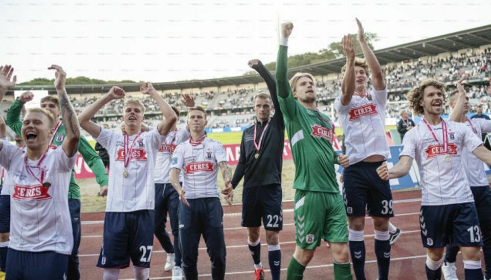 AGF kunne i denne sæson fejre bronzemedaljer i Superligaen, og nu skal aarhusianerne spille europæisk fodbold. Foto: Bo Amstrup/Scanpix