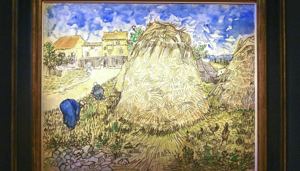 Denne akvarel kaldet 'Meules de blé' af Vincent van Gogh er blevet solgt på en auktion i New York for et beløb, der svarer til omkring 232 millioner danske kroner. Denne akvarel kaldet 'Meules de blé' af Vincent van Gogh er blevet solgt på en auktion i New York for et beløb, der svarer til omkring 232 millioner danske kroner.