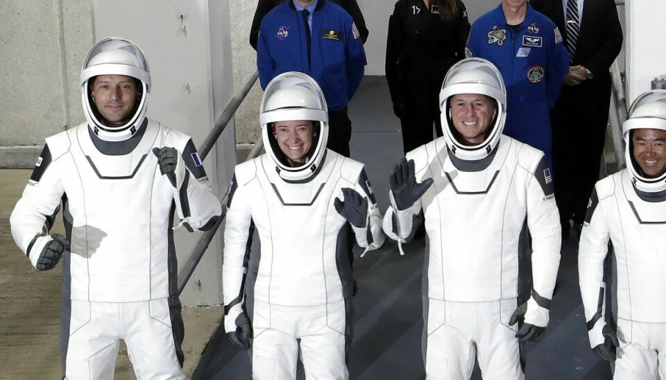Disse fire astronauter blev sendt afsted mod Den Internationale Rumstation 23. april. Tidligt tirsdag morgen dansk tid er de igen landet på Jorden efter knap 200 dage i rummet. (Arkivfoto)