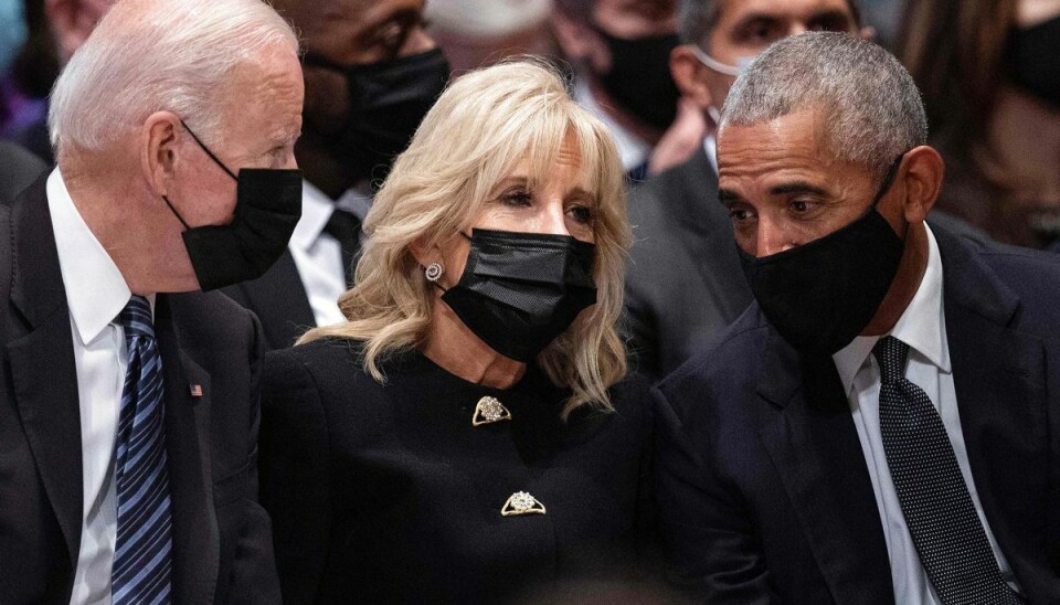 Præsident Joe Biden og førstedame Jill Biden og Barack obama.