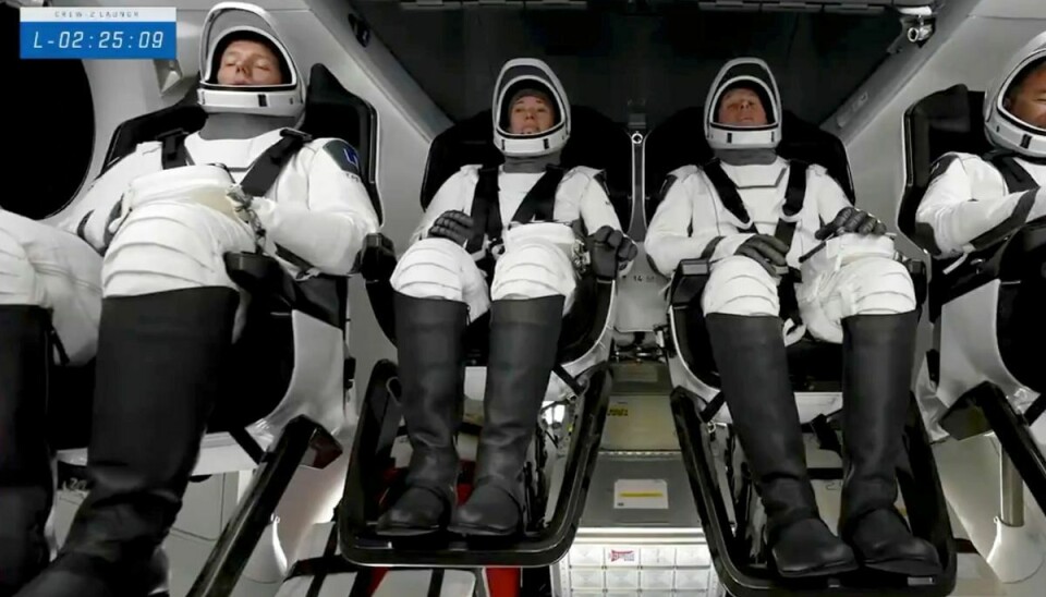 Sådan så det ud, da de fire astronauter blev sendt afsted mod Den Internationale Rumstation 23. april.