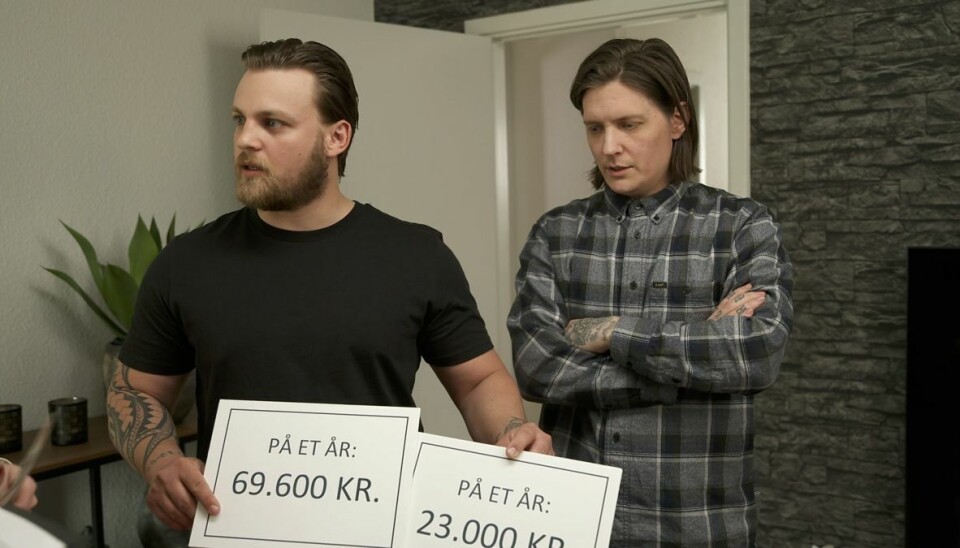 Hellere stramt men godt Mads mente ikke, han havde råd til gaver til nevøerne. Her ses, hvad han brugte på sin motorcykel og på pizza.
