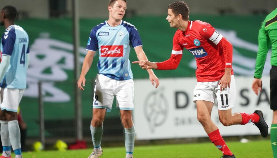 Silkeborg-angriberen Nicklas Helenius scorede to gange i sejren over Sønderjyske.