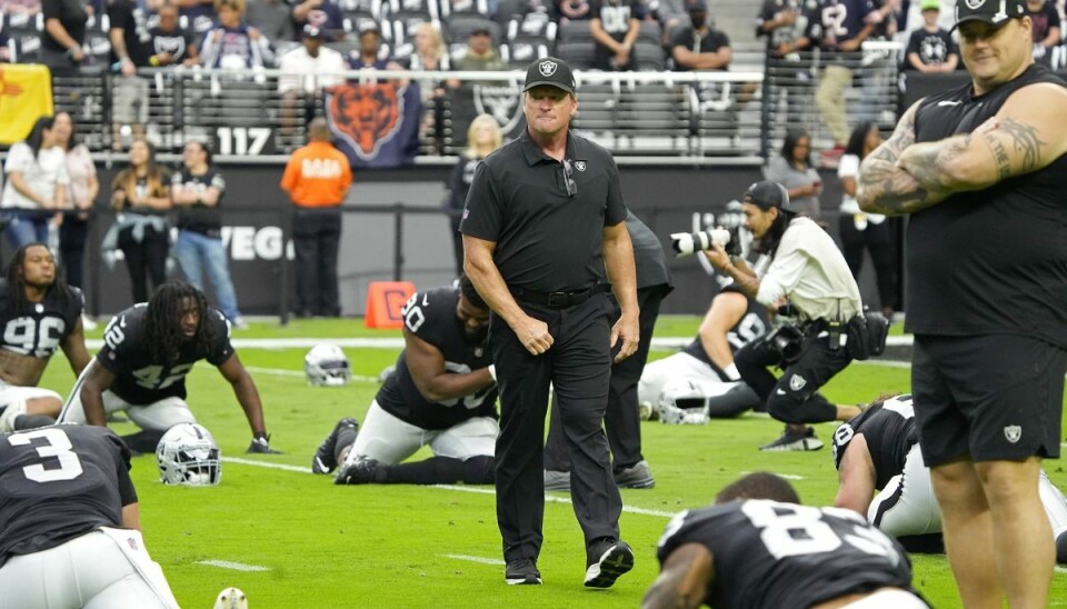 Jon Gruden er fortid i Las Vegas Raiders, efter at belastende e-mails er dukket frem. (Arkivfoto) Jon Gruden er fortid i Las Vegas Raiders, efter at belastende e-mails er dukket frem. (Arkivfoto)