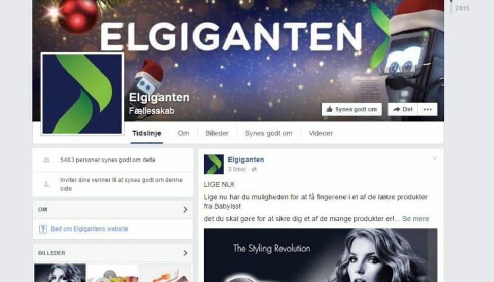 Sådan ser den falske Facebook-side ud, der udgiver sig for Elgiganten. Foto: Facebook. KLIK VIDERE I GALLERIET OG SE HVORDAN DE FORSØGER AT FUPPE DIG! Sådan ser den falske Facebook-side ud, der udgiver sig for Elgiganten. Foto: Facebook. KLIK VIDERE I GALLERIET OG SE HVORDAN DE FORSØGER AT FUPPE DIG!