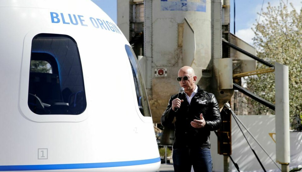 Jeff Bezos står bag både Amazon og Blue Origin. Nu er han klar til at tage turen til det ydre rum. Foto: REUTERS/Isaiah J. Downing/File Photo/Ritzau Scanpix