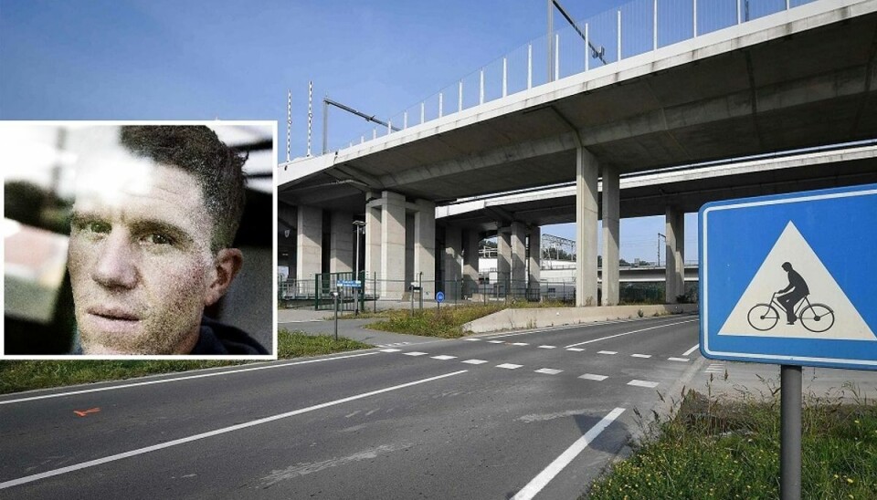 Det var her, hvor Chris Anker Sørensen blev ramt af bilen. Det var her, hvor Chris Anker Sørensen blev ramt af bilen.