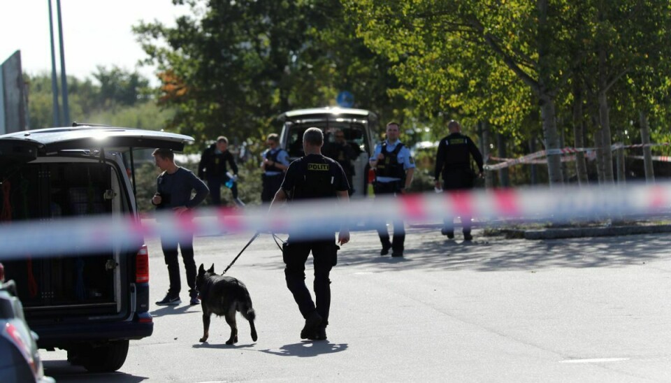 Politiet var talstærkt til stede i Taastrup efter knivstikkeriet.