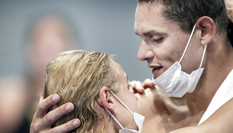 Pernille Blume er her med kæresten Florent Manaudou.