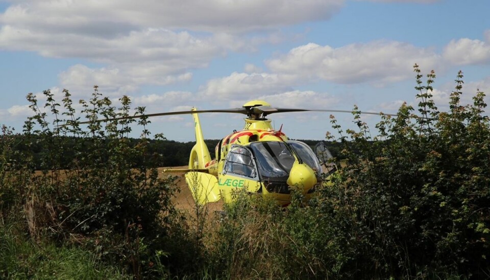 Også en helikopter var tilkaldt til ulykken.