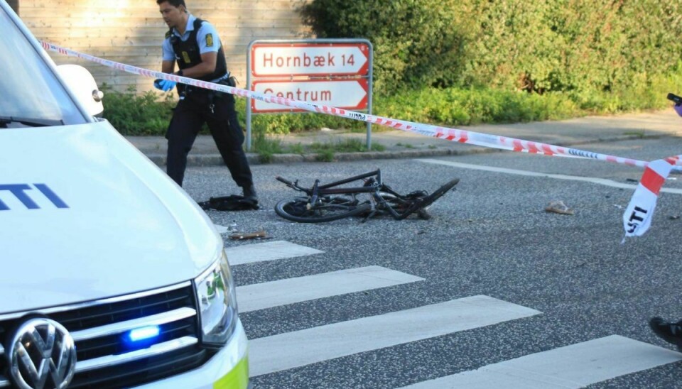Den 55-årige kvinde døde tirsdag morgen på Stubbedamsvej, hvor en lastbil svingede til højre og ramte hende. Foto: presse-fotos.dk