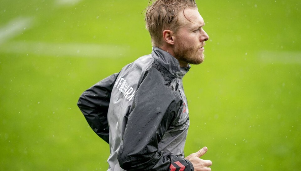 Dansk spiller kåres som bedst i EM Simon Kjær under EM-landsholdets træning i landsholdslejren i Helsingør, onsdag den 30. juni 2021.