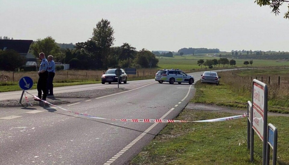 Ulykken skete, da knallertkøreren kørte fra en cykelsti ud på Mellemstrupvej. Foto: Presse-fotos.dk
