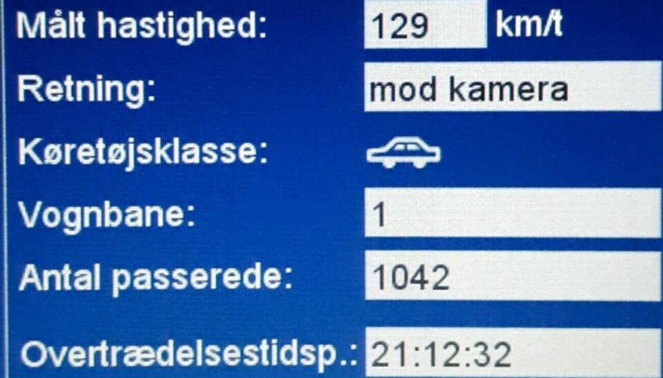 Torsdag blev en bilist taget med 129 kilometer i timen. I en 80-zone. I artiklen kan du se andre eksempler på bilisternes tunge speederfødder på Tinglevvej. Foto: Syd- og Sønderjyllands Politi.