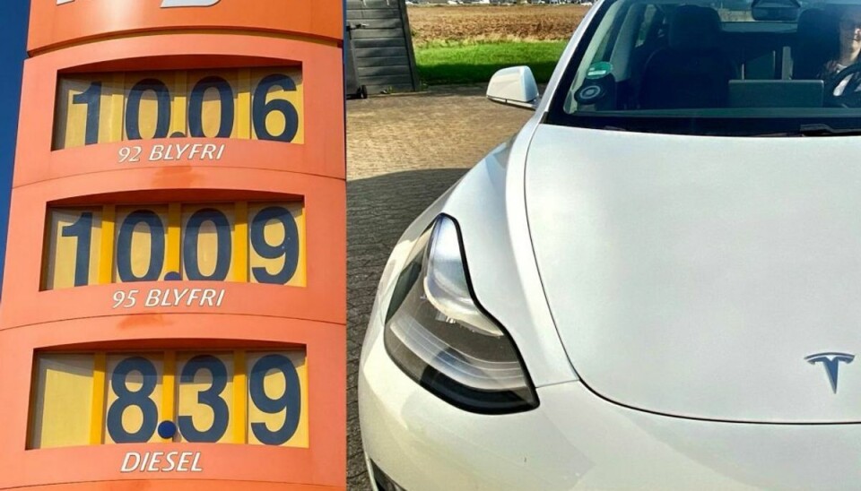 Strøm eller brændstof – hvad er billigst? El-opladning, benzin eller diesel? Hvis man udelukkende ser på bilernes brændstof og drivmiddel, er der ikke nogen kæmpeforskel på den årlige udgift. Fotocollage: Massimo Grillo