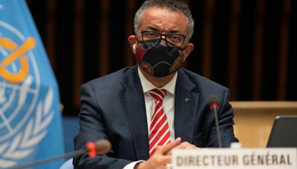 Tedros Adhanom Ghebreyesus, generalsekretær for Verdenssundhedsorganisationen, WHO, siger mandag, at flokimmunitet med henblik på smittespredning ikke er nogen mulighed i kampen mod coronavirusset. Foto: Christopher Black/Who/Reuters