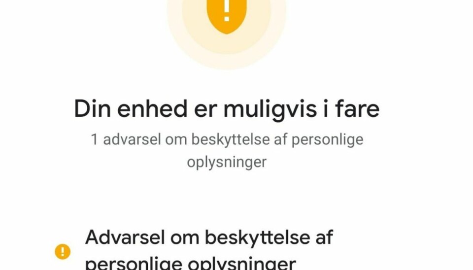 På Android-telefoner advares der mod at have telefonen installeret. Foto: Screenshot På Android-telefoner advares der mod at have telefonen installeret. Foto: Screenshot