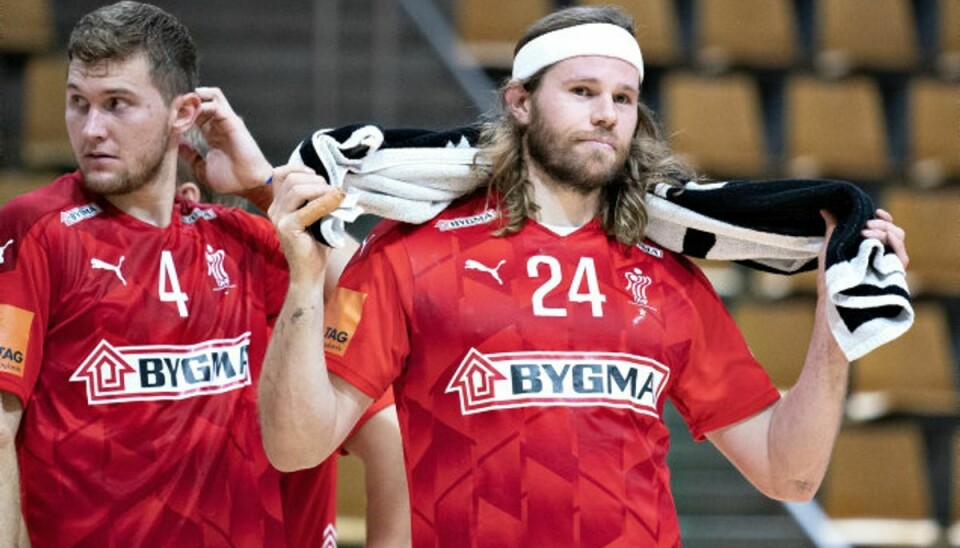 Mikkel Hansen (til højre) var med i torsdags, da Danmark vandt hjemme over Schweiz. Hansen er dog ikke med mod Finland lørdag eftermiddag. Foto: Henning Bagger/Scanpix