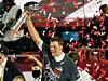 Tom Brady fejrer Super Bowl-sejren i februar. Foto: Brian Snyder/Scanpix