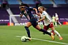 Den danske landsholdsangriber Nadia Nadim scorede hele syv mål, da Paris Saint-Germain lørdag besejrede Issy FF 14-0 i den bedste franske række for kvindefodbold. (Arkivfoto) Foto: Pool/Reuters