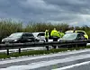 En bilist er braget ind i autoværnet på Hirtshalsmotorvejen. Foto: presse-fotos.dk