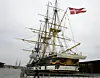 Fregatten Jylland, der blev søsat i 1860, regnes for at være verdens længste bevarede træskib. (Arkivfoto) Foto: Henning Bagger/Scanpix