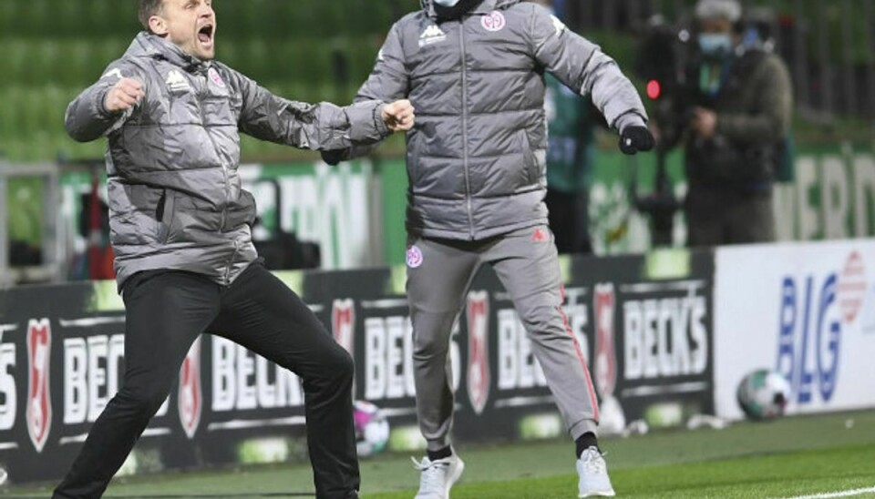 Bo Svensson (til venstre) spillede som aktiv i Mainz og blev cheftræner i klubben i januar. (Arkivfoto) Foto: Carmen Jaspersen/Scanpix
