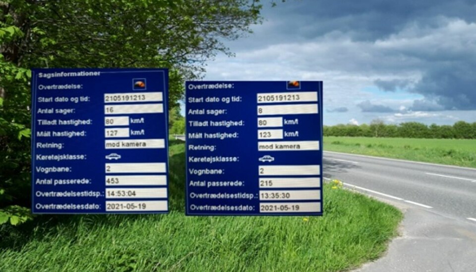 127 i timen – på landevej Så hurtigt gik det på Åbenråvej. Foto: Syd- og Sønderjyllands Politi.