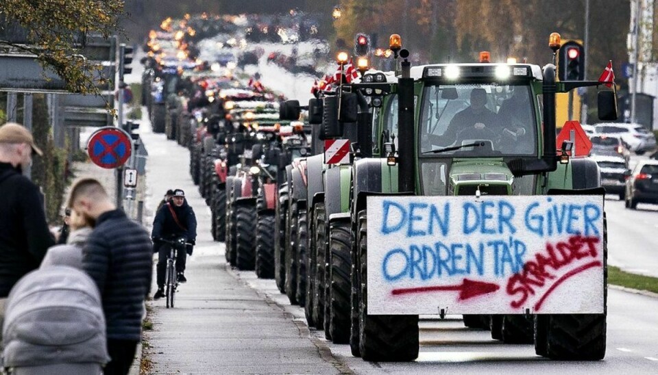 Landmænd på massevis traktorer samlet i demonstration i Aalborg, lørdag den 14. november 2020.. (Foto: Henning Bagger/Ritzau Scanpix)