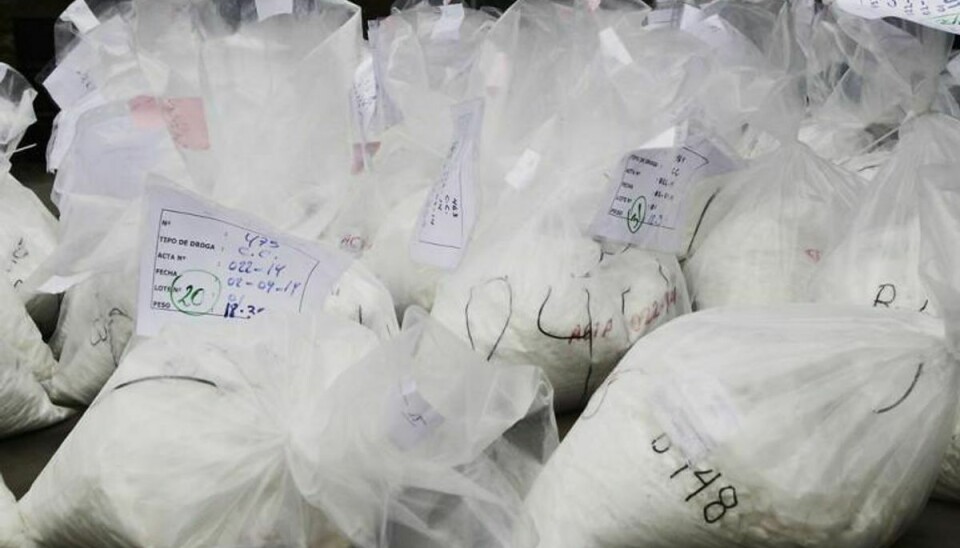 310 kilo kokain kan blandes og blive til 1200 kilo med salgsværdi på 800-900 millioner kroner. Dette foto er dog af et andet kokainfund. Arkivfoto: ENRIQUE CASTRO-MENDIVIL /Scanpix