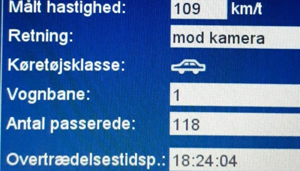 Klip og stor bøde Så hurtigt gik det mandag aften i det syd- og sønderjyske. Foto: Syd- og Sønderjyllands Politi.