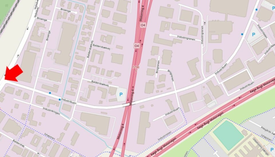 Vejen er spærret i dette område. Foto: © OpenStreetMap-bidragsydere. Vejen er spærret i dette område. Foto: © OpenStreetMap-bidragsydere.