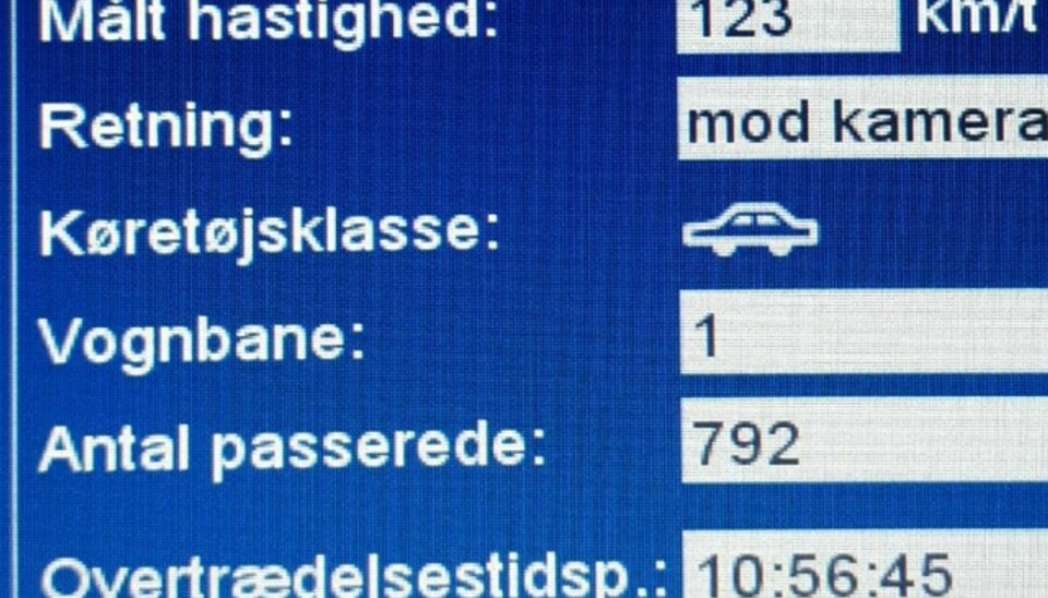 En bilist blev snuppet med 123 kilometer i timen. Foto: Syd- og Sønderjyllands Politi.