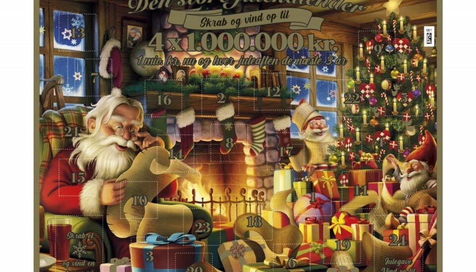 Ny julekalender firdobler milliongevinsten Den nye julekalender er på alle måder stor. Foto: Danske Spil
