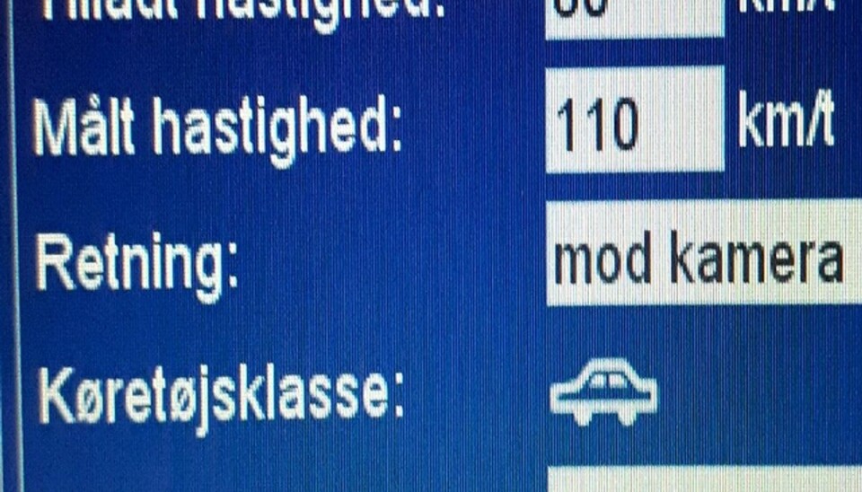 Bilist snuppet med 110 km/t på landevej En bilist havde svært ved at begrænse sin hastighed. Foto: Syd- og Sønderjyllands Politi