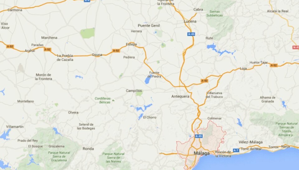 Kraftigt jordskælv rammer tæt på Malaga Den sydspanske by Malaga ligger tæt på, hvor jordskælvet ramte. Foto: google Maps